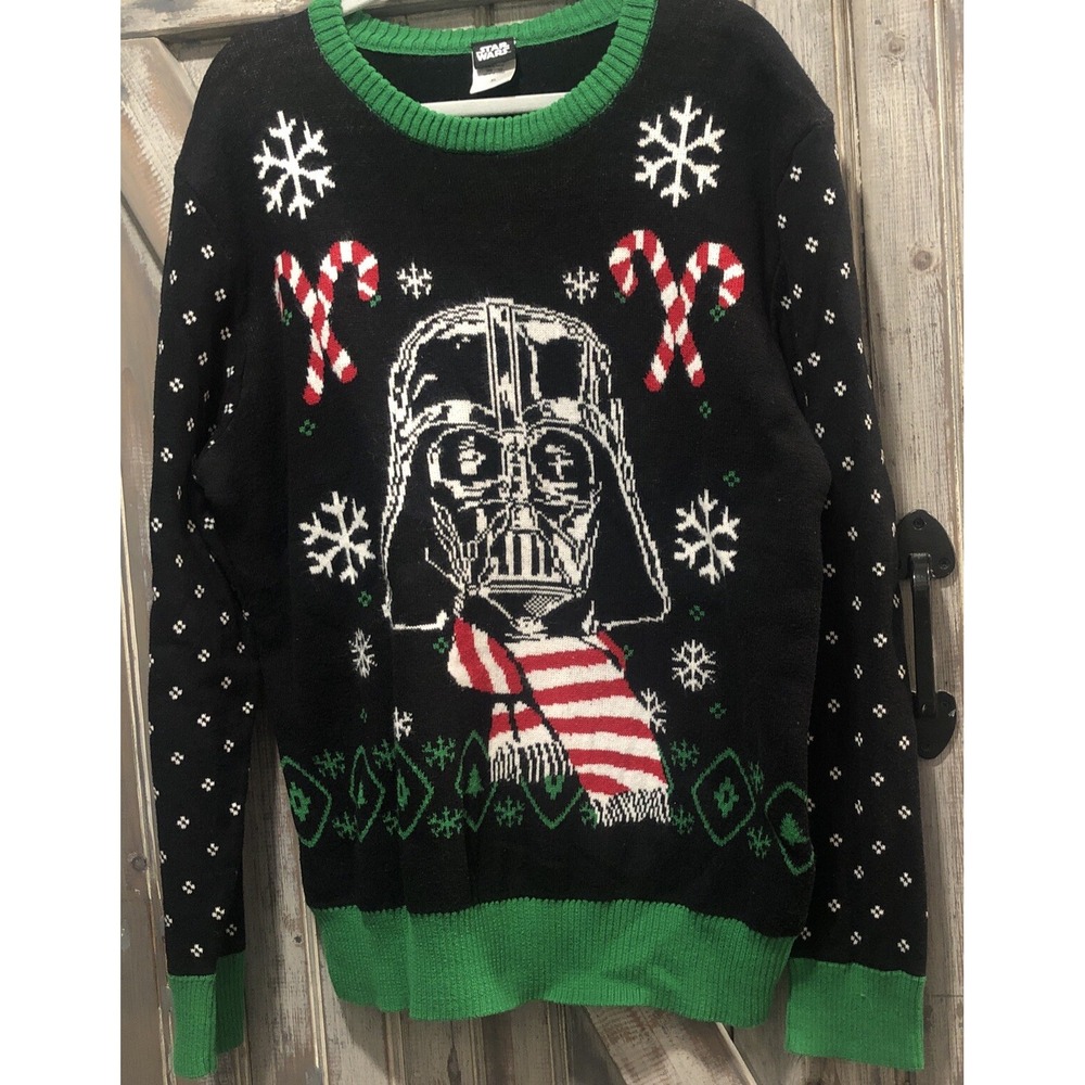 Star Wars Darth Vader Ugly Christmas Sweater Pullover Black Snowflake XL